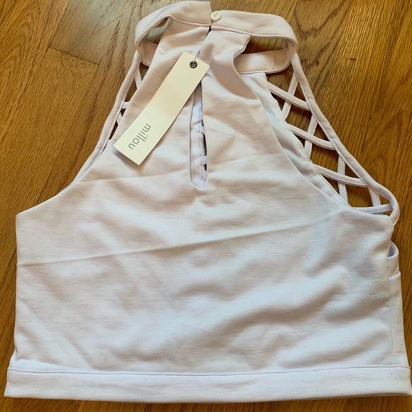 LF Millau White High Neck Lattice Top - Picture 5 of 6